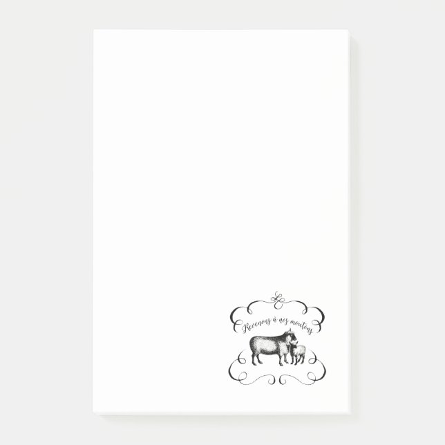 Getting Back to Our Sheep - Funny French Farm Post-it Notes (Front)
