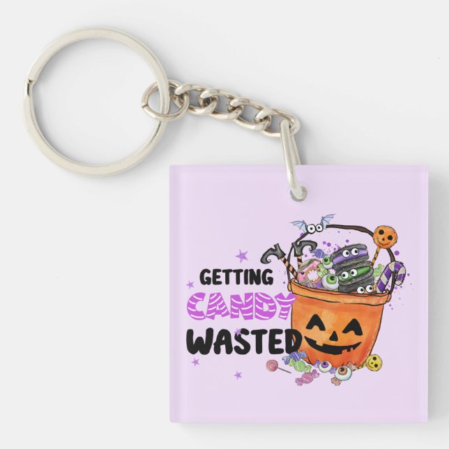 Getting Candy Wasted – Jack-o'-Lantern Basket Key Ring (Front)