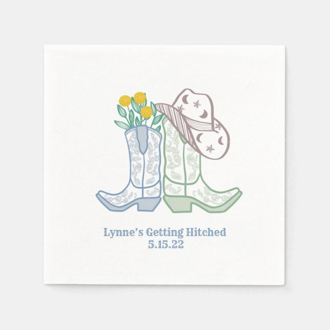 Getting Hitched Bachelorette Rodeo Cowgirl Napkin (Front)