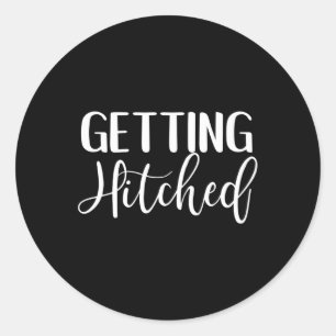 Getting Hitched Bride And Groom Fancy Wedding Gift Classic Round Sticker