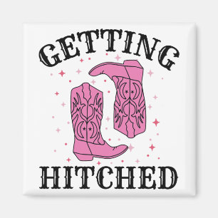 Getting Hitched Bride Groom Wedding Bachelorette P Magnet
