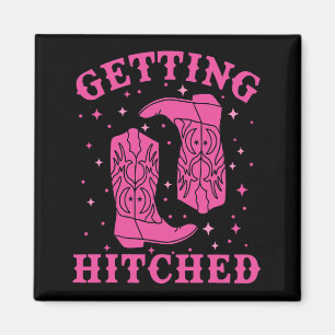 Getting Hitched Bride Groom Western Wedding Bachel Magnet