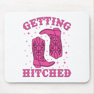 Getting Hitched Bride Groom Western Wedding Bachel Mouse Mat