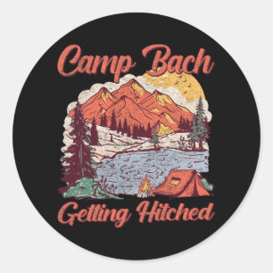 Getting Hitched Bride Squad Vintage Camp Bachelore Classic Round Sticker