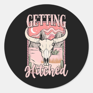 Getting Hitched Bride Squad Western Cowgirl Bachel Classic Round Sticker