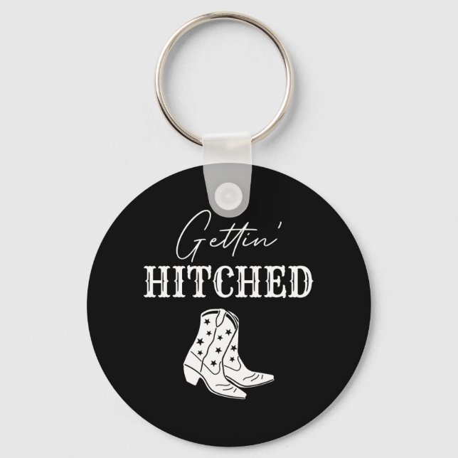 Getting Hitched Bride Western Cowgirls Bachelorett Key Ring (Front)