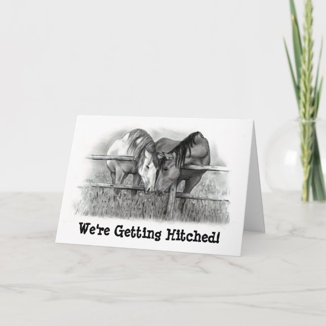GETTING HITCHED: HORSE PENCIL ART: INVITATION (Front)