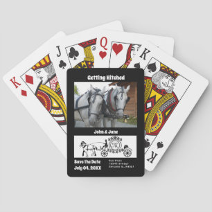 Getting Hitched Horse Wagon Photo Monogram Playing Cards