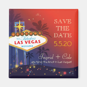 Getting Hitched in Las Vegas Fun Save the Date Magnet