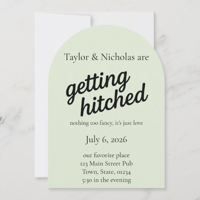 "Getting Hitched" Wedding Elopement Invitation (Front)