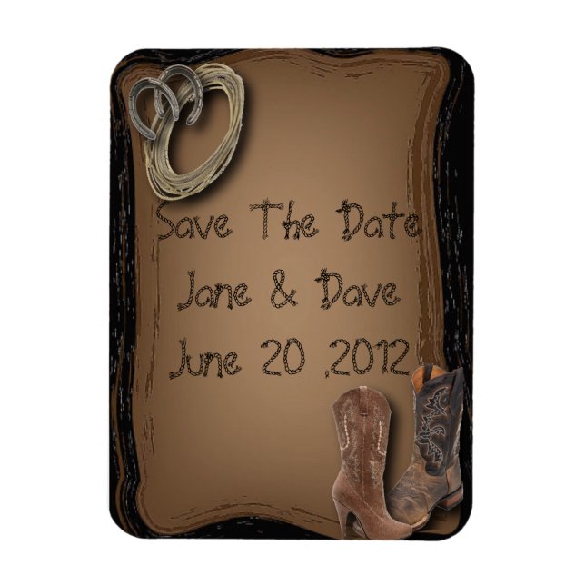 getting hitched western cowboy boots wedding magnet (Vertical)