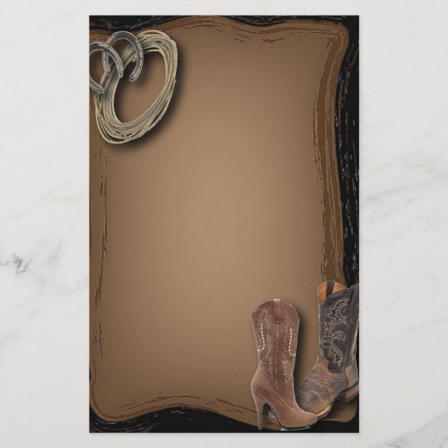 getting hitched western cowboy boots wedding stationery (Front)