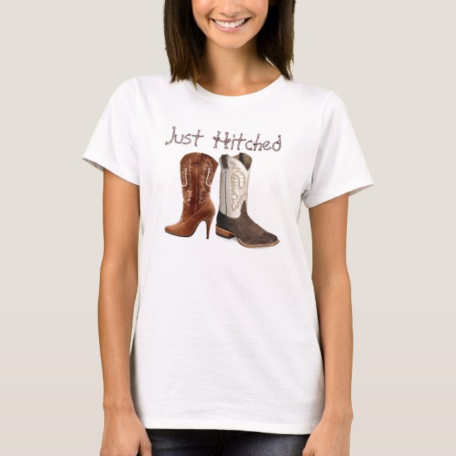 getting hitched western cowboy boots wedding T-Shirt (Front)