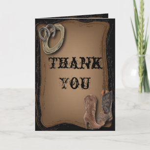 getting hitched western cowboy boots wedding thank you card