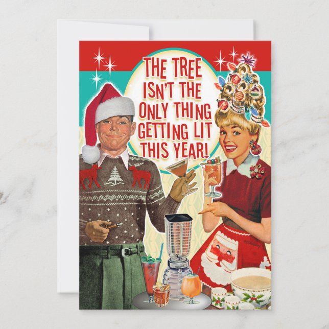 Getting Lit Christmas Party Invitation - Couple (Front)