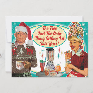 Getting Lit Christmas Party Invitation Couple -hz