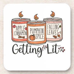 Getting Lit, Witty Fall Candle Lover Coaster