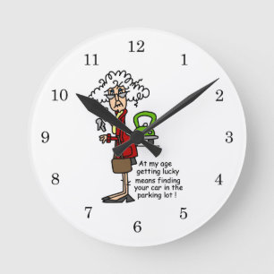 Getting Lucky Humour Round Clock