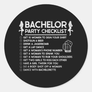 Getting Married Groom Funny Bachelor Checklist Par Classic Round Sticker