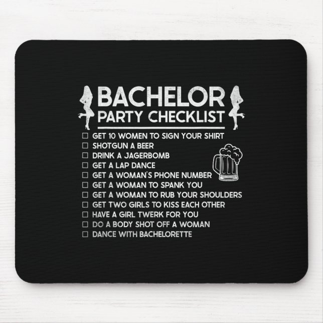 Getting Married Groom Funny Bachelor Checklist Par Mouse Mat (Front)