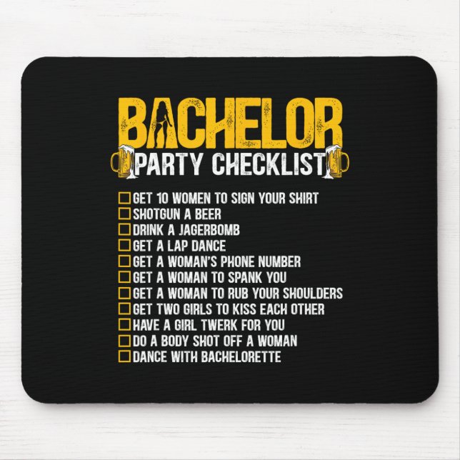 Getting Married Groom Funny Bachelor Party Checkli Mouse Mat (Front)