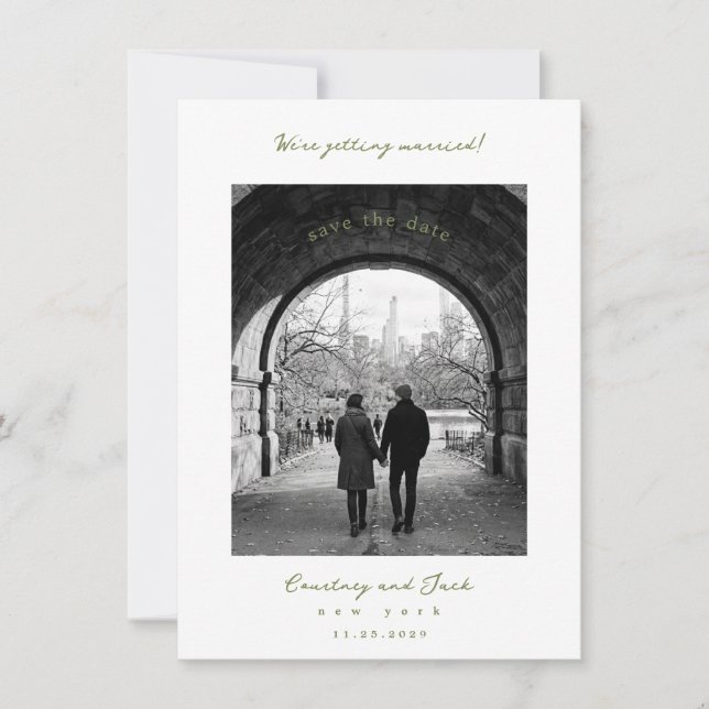 Getting married Olive Save The Date (Front)