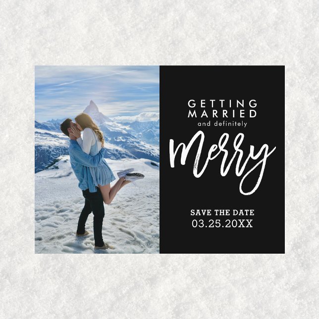 Getting Married Photo Wedding Save The Date  Postcard (Getting Married and Definitely Merry Save The Date Postcard)