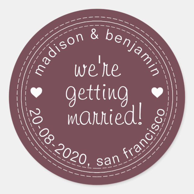 Getting Married Save Date Burgundy Envelope Seal (Front)