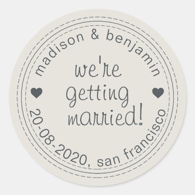 Getting Married Save the Date Grey Envelope Seal (Front)