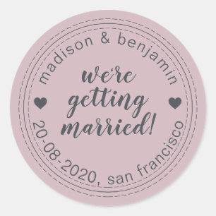 Getting Married Save the Date Pastel Purple Classic Round Sticker
