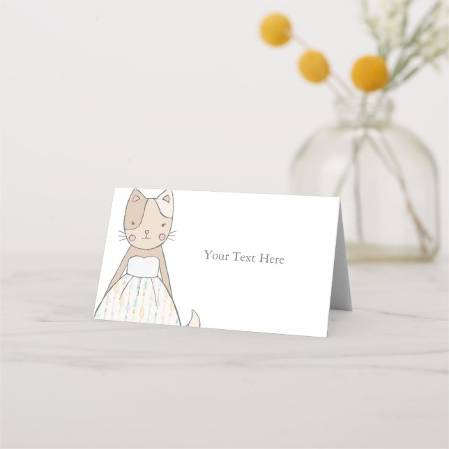 Getting Meowied Cat Theme Bridal Baby Shower Place Card (Front)