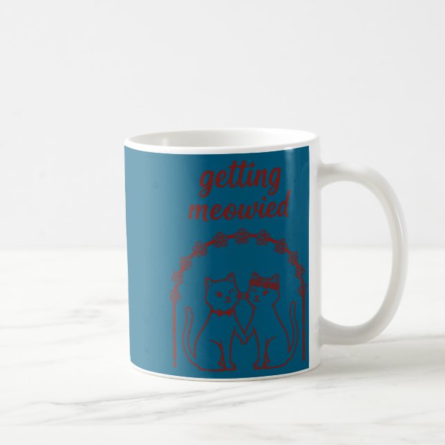 Getting meowied cat wedding bride groom funny long coffee mug (Right)
