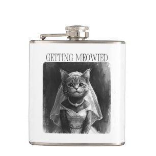 Getting Meowied – Funny Bachelorette Design  Hip Flask