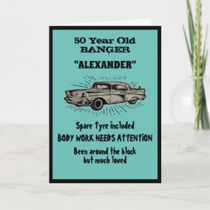 Getting Old 50th Birthday Joke Vintage Car Funny Card