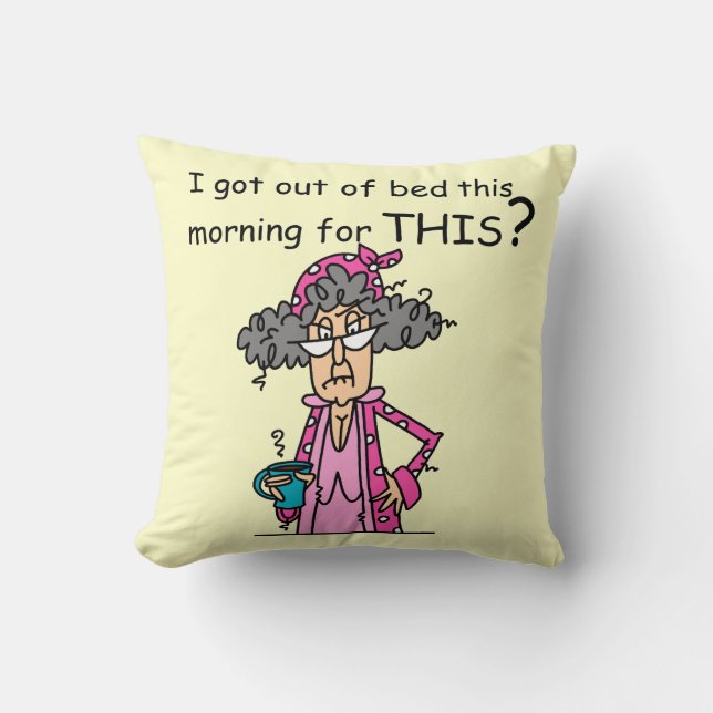 Getting Out of Bed Humour Cushion (Front)