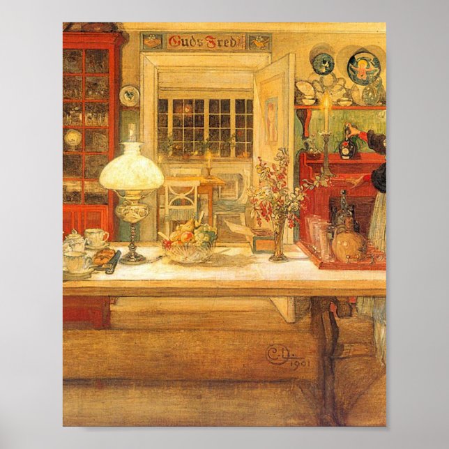 Getting Ready For A Game Of Cards By Carl Larsson Poster (Front)
