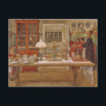 Getting Ready for a Game Postcard<br><div class="desc">Mother and children in the kitchen preparing to play games.  Cute non-traditional artwork for family Christmas. Carl Larsson fine art.</div>