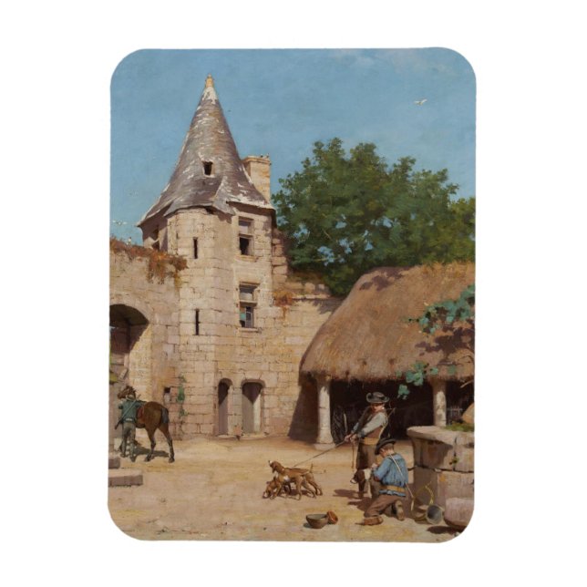 Getting Ready for the Hunt (Mediaeval Scene) Magnet (Vertical)