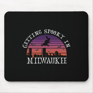 Getting Spooky In Milwaukee - Halloween Witch Bats Mouse Mat