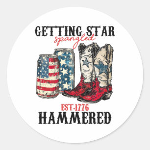Getting Star Spangled Hammered Est 1776 Classic Round Sticker