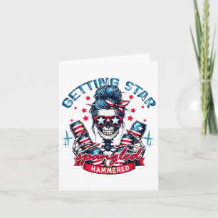 Getting Star Spangled Hammered Skeleton 4th Of Jul Card