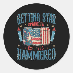 Getting Star Spangled Hammered Vintage 4th Of July Classic Round Sticker
