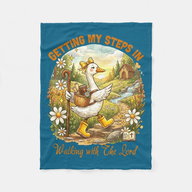 Getting steps in walking with the lord christianGe Fleece Blanket (Front)
