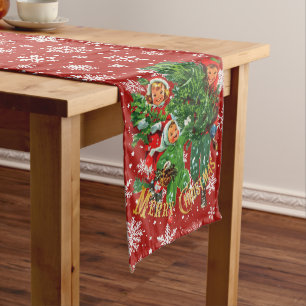 Getting The Christmas Tree on Red Long Table Runner