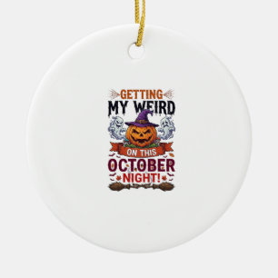 Getting Weird Halloween Pumpkin Ghosts Witch Hat_1 Ceramic Tree Decoration