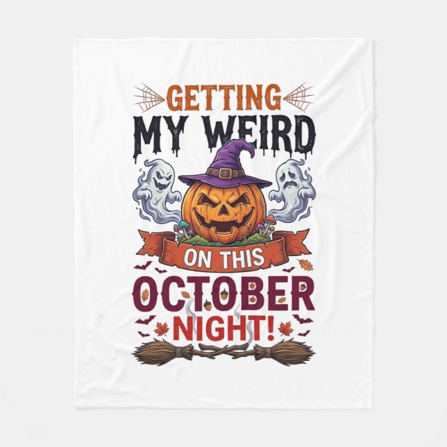 Getting Weird Halloween Pumpkin Ghosts Witch Hat_1 Fleece Blanket (Front)