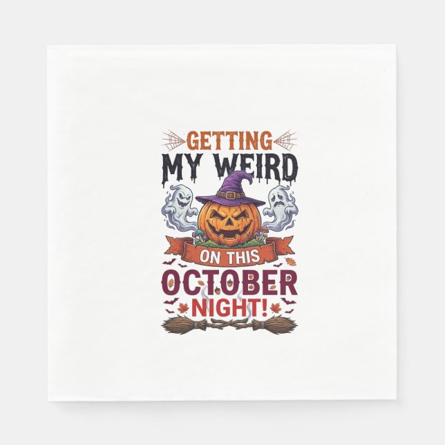 Getting Weird Halloween Pumpkin Ghosts Witch Hat_1 Napkin (Front)