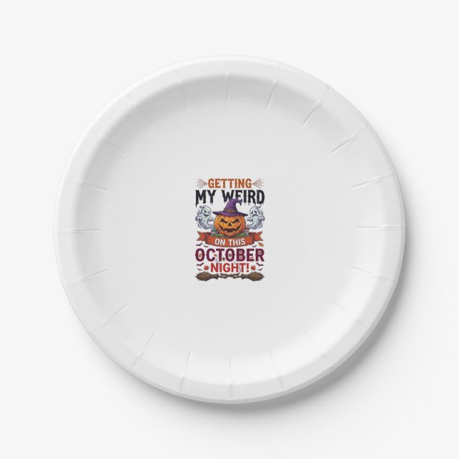 Getting Weird Halloween Pumpkin Ghosts Witch Hat_1 Paper Plate (Front)