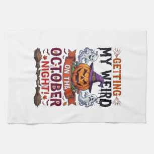 Getting Weird Halloween Pumpkin Ghosts Witch Hat_1 Tea Towel