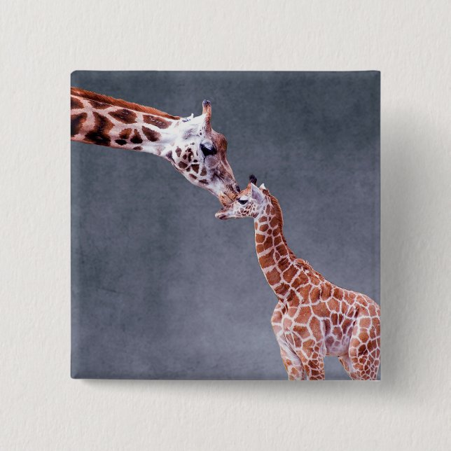 Getty Images | Mother & Baby Giraffe 15 Cm Square Badge (Front)